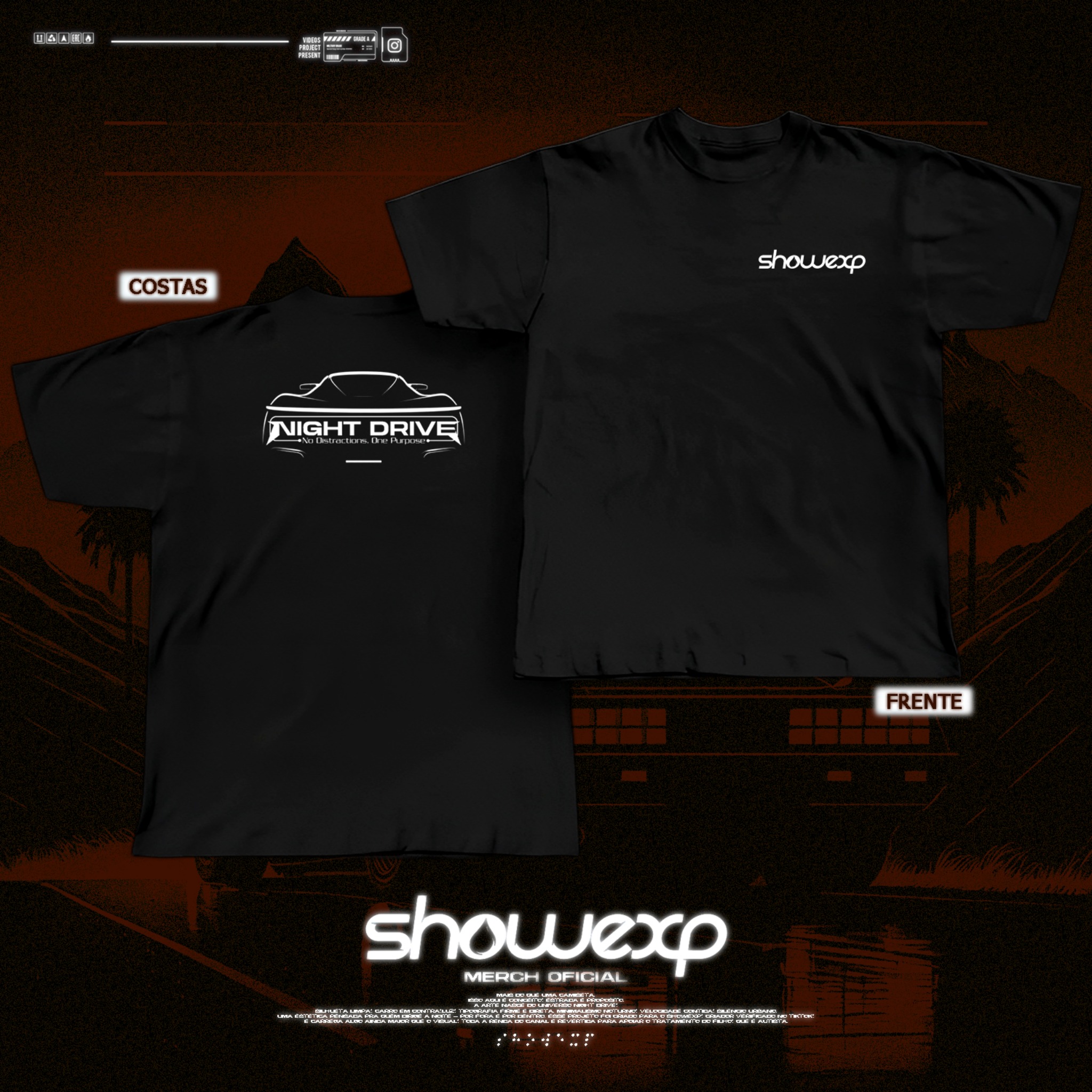 Mockup das camisetas showexp Night Drive
